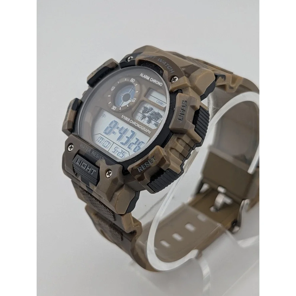 Camo Men's Digital Watch 48mm Case Alarm Chrono Backlight- New Battery